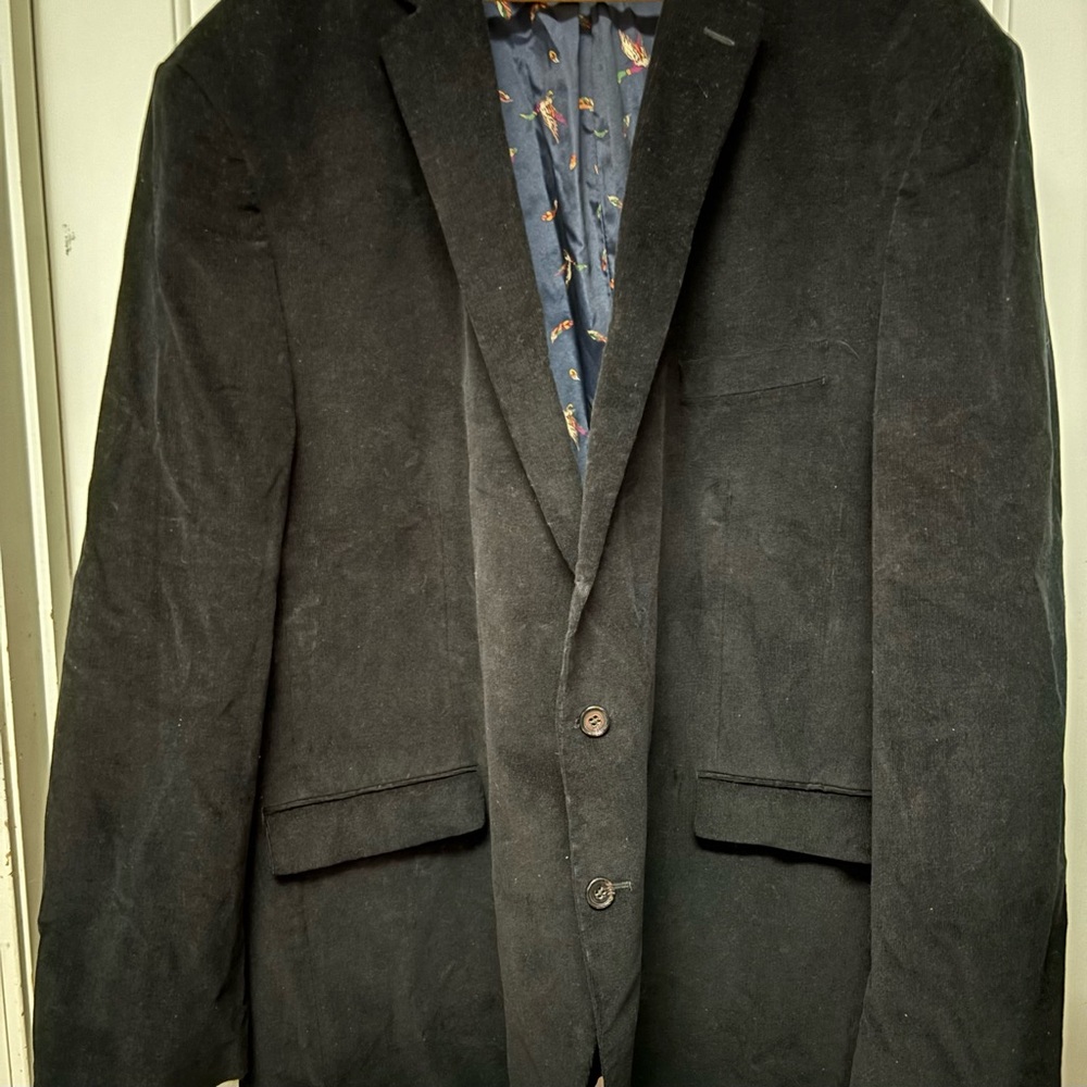 Ralph Lauren LRL 58L Men's Black Lined 2 Button Corduroy Sports Coat Blazer Macy
